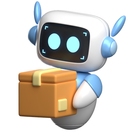 Robot Holding A Package  3D Illustration