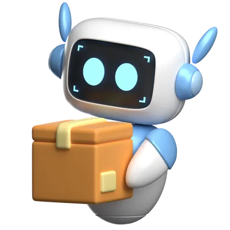 Robot Holding A Package  3D Illustration