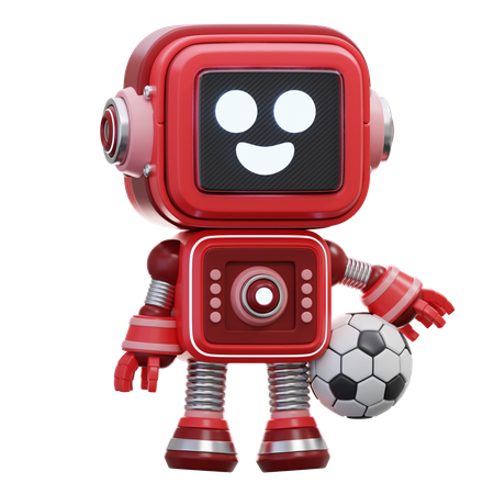 Robot Holding A Soccer Ball  3D Illustration