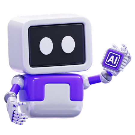 人工知能チップを搭載したロボット  3D Icon