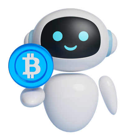 Robot Holding Bitcoin  3D Icon