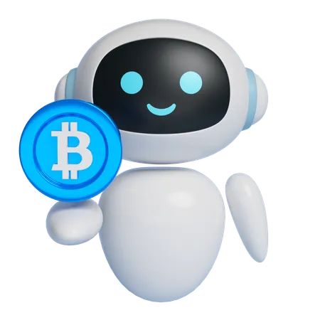 Robot Holding Bitcoin  3D Icon