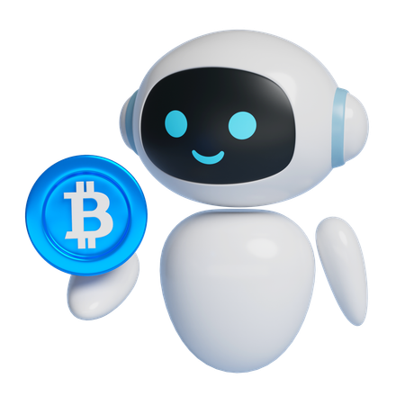 Robot Holding Bitcoin  3D Icon