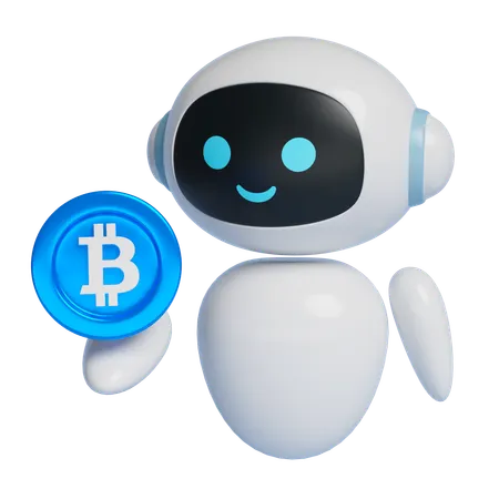 Robot Holding Bitcoin  3D Icon
