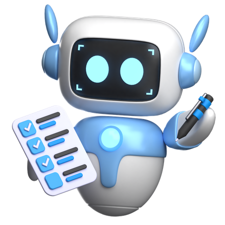 Robot Holding Checklist  3D Illustration