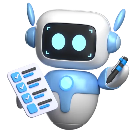 Robot Holding Checklist  3D Illustration