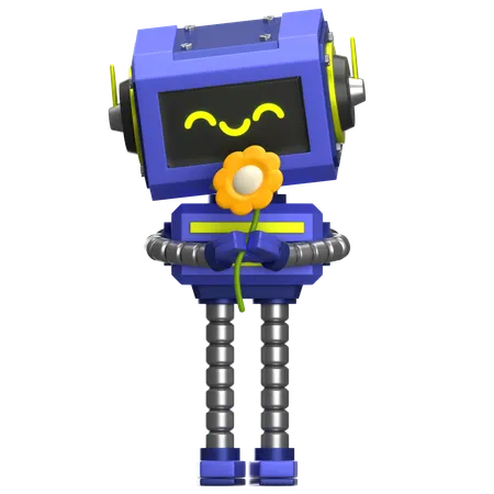 Robot Holding Flower  3D Icon