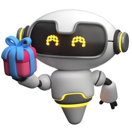 Robot Holding Gift Box  3D Icon