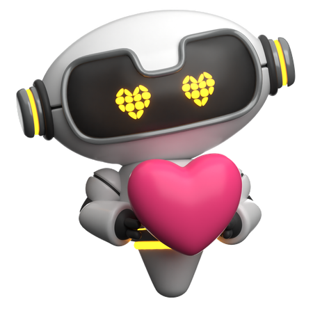 Robot Holding Heart  3D Icon