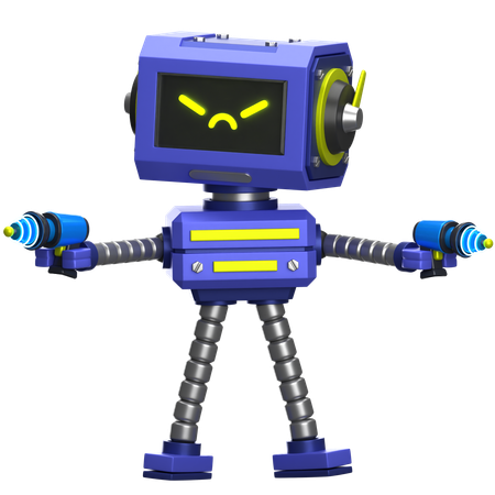 Robot Holding Laser Gun  3D Icon