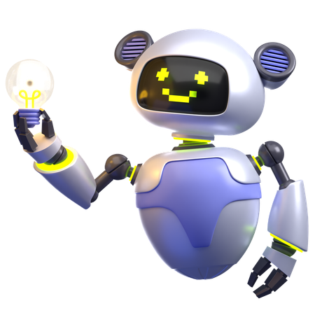 Robot Holding Light Bulb  3D Illustration