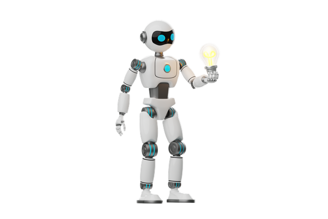 Robot holding lightbulb  3D Icon