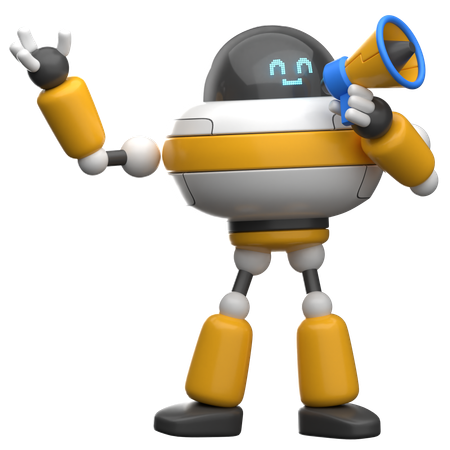 Robot Holding Megaphone  3D Illustration
