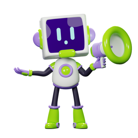 Robot holding megaphone  3D Icon