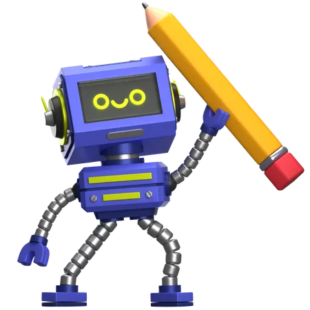 Robot Holding Pencil  3D Icon