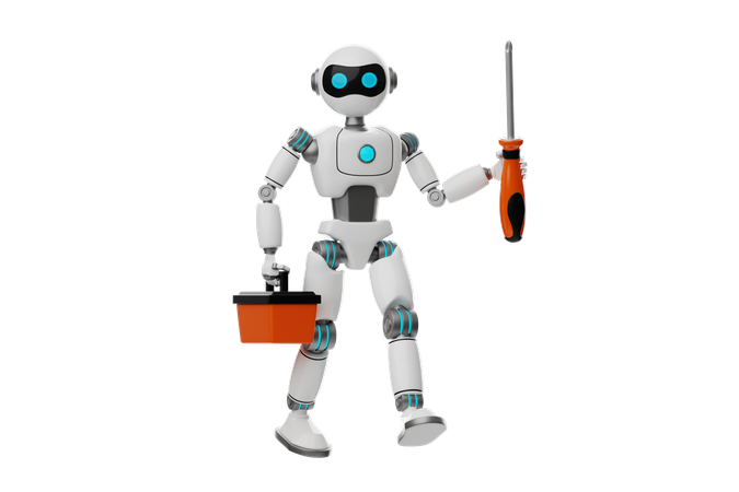 Robot holding screwdriver  3D Icon