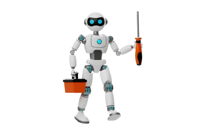 Robot holding screwdriver  3D Icon