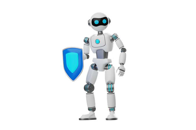 Robot holding shield  3D Icon