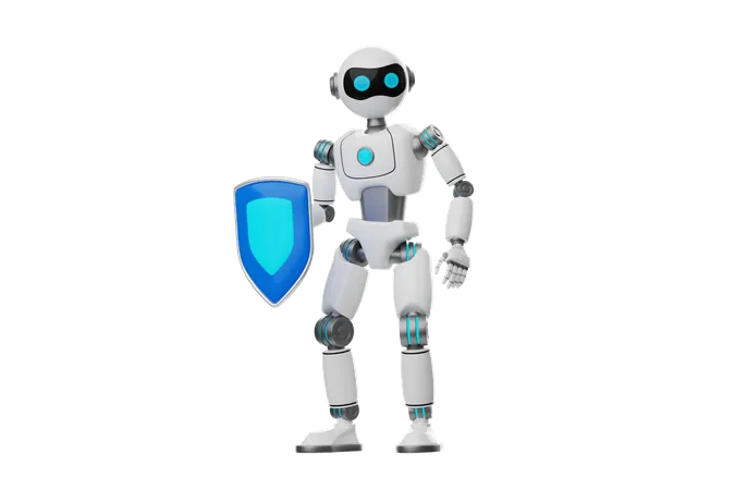 Robot holding shield  3D Icon