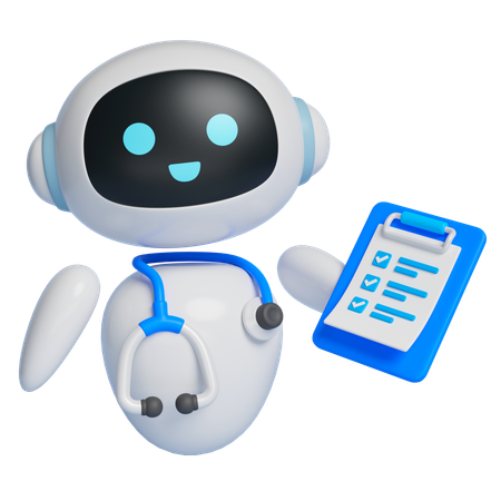Robot Holding Stethoscope And Chart  3D Icon