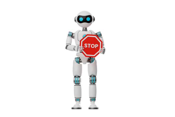 Robot holding stop sign  3D Icon