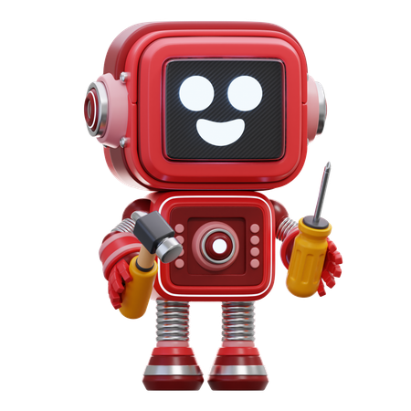 Robot Holding Tools  3D Illustration