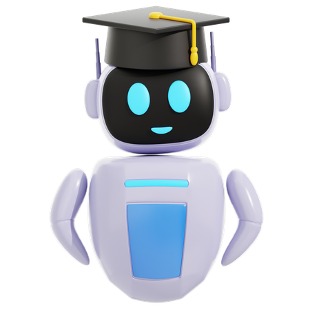 Robot inteligente con birrete de graduación  3D Icon