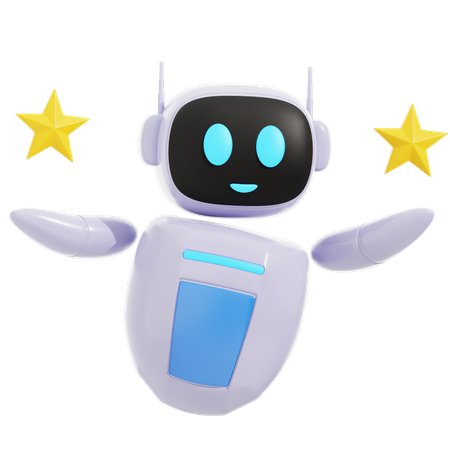 Robot inteligente con dos estrellas  3D Icon