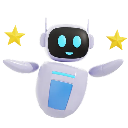 Robot inteligente con dos estrellas  3D Icon