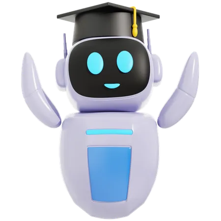 Robot inteligente con birrete de graduación  3D Icon