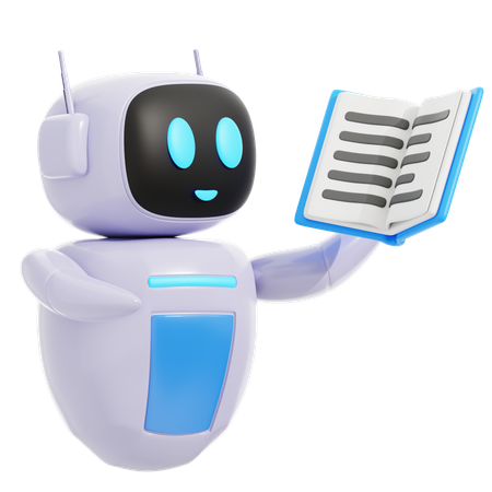 Robot inteligente con libro abierto  3D Icon