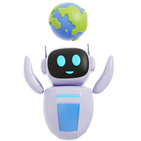 Robot inteligente con tierra  3D Icon