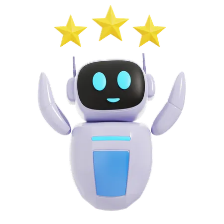 Robot inteligente con tres estrellas  3D Icon