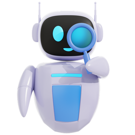 Robot inteligente que aprende con lupa  3D Icon