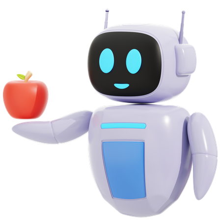 Robot inteligente sosteniendo una manzana  3D Icon