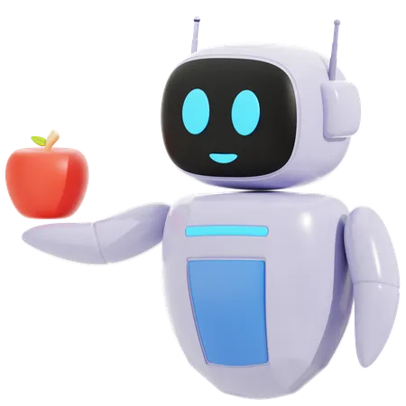 Robot inteligente sosteniendo una manzana  3D Icon