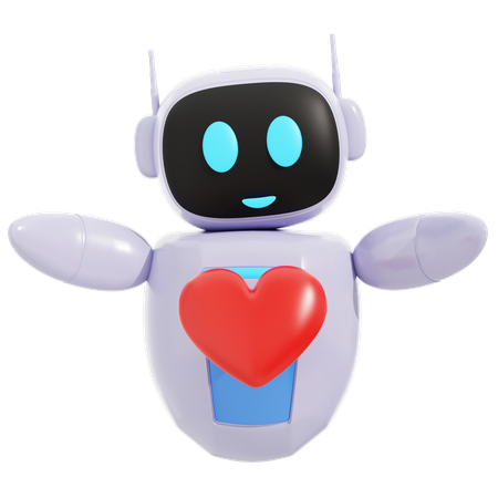 Robot intelligent avec coeur  3D Icon