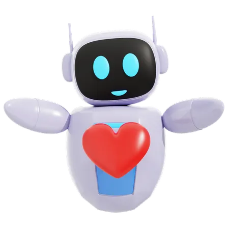 Robot intelligent avec coeur  3D Icon