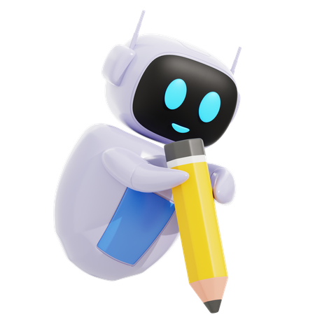 Robot intelligent avec crayon  3D Icon