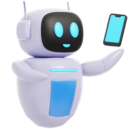 Robot intelligent avec téléphone  3D Icon