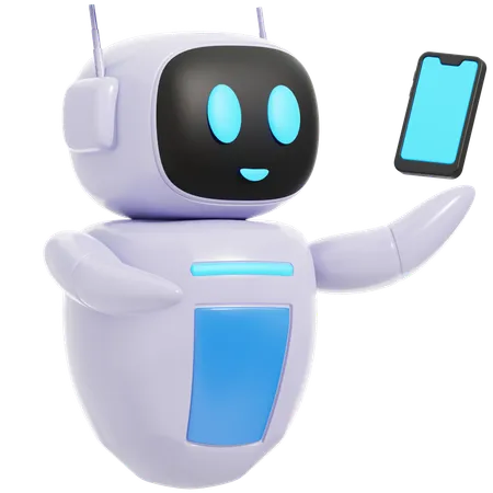 Robot intelligent avec téléphone  3D Icon