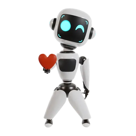 Robot Is Expressing His Love  3D Illustration