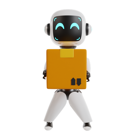 Robot Is Holding Floppy Disk  3D Illustration