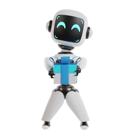 Robot Is Holding Gift Box  3D Icon