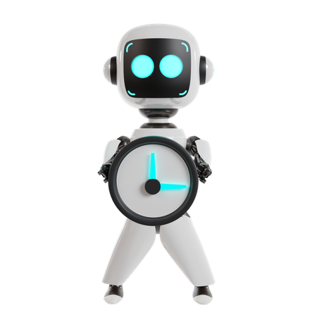 Robot Is Holding Watch  3D Icon