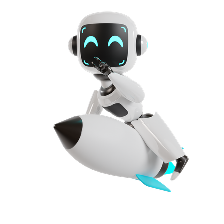 Robot Is Sitting On Missile  3D Icon