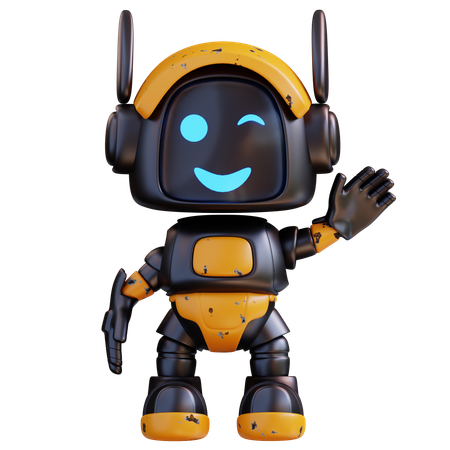 Robot Is Waving Hand  3D Illustration