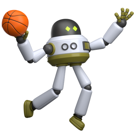 Robot jouant au basket  3D Illustration