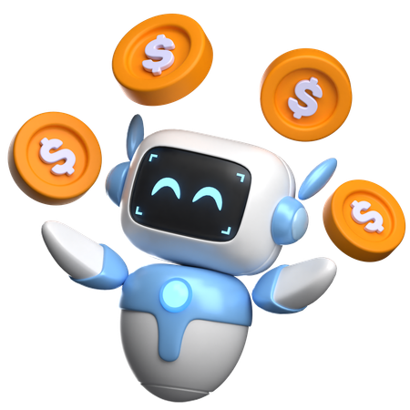 Robot Juggling Coins  3D Illustration