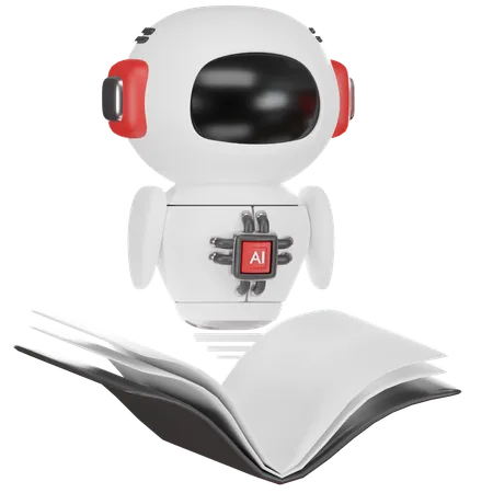 Book And AI Robotic 3 D Icon 3D Icon